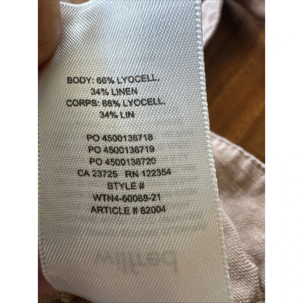 Aritzia Wilfred Cauchy Linen Blend High Rise Belted Cropped Pants, Size 4